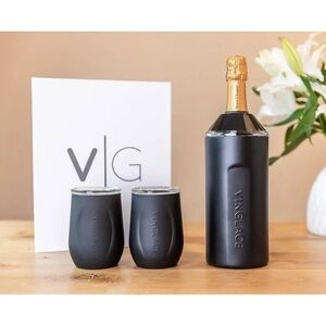 Vinglace Matte Black Wine Chiller and Tumbler Set